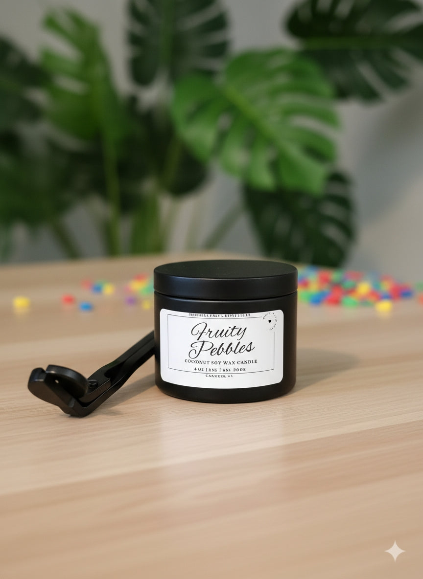 Hand-Poured Coconut Soy Candle with Wood Crackle Wick | 4 oz Black Tin