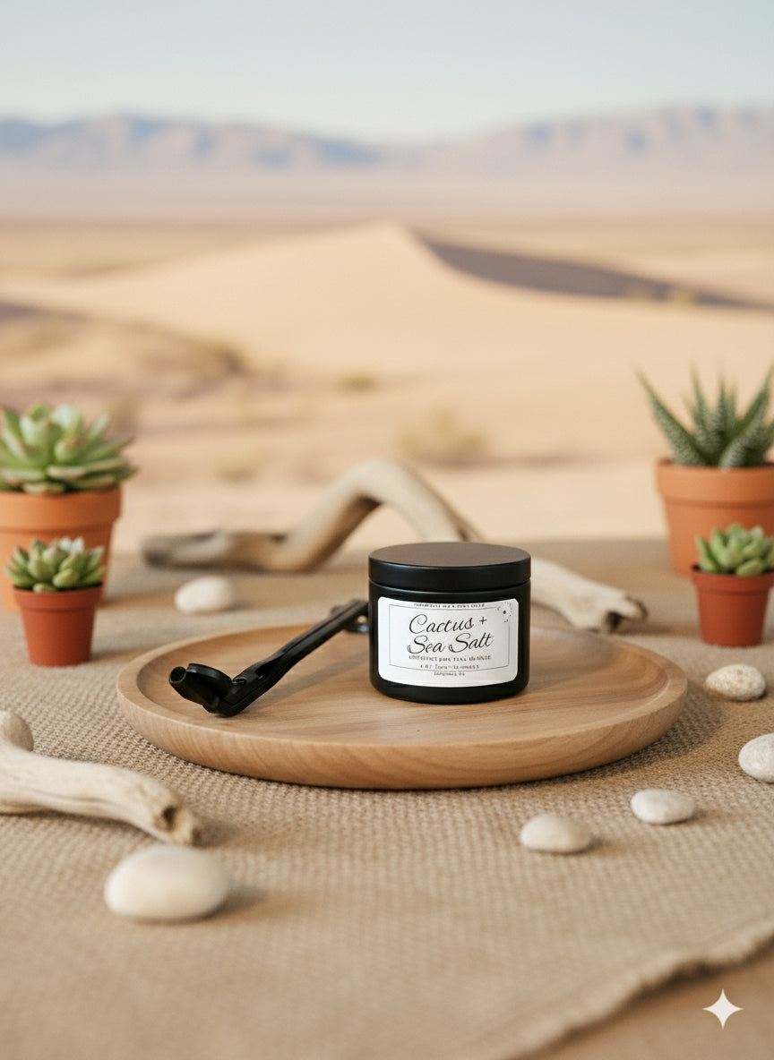 Hand-Poured Coconut Soy Candle with Wood Crackle Wick | 4 oz Black Tin