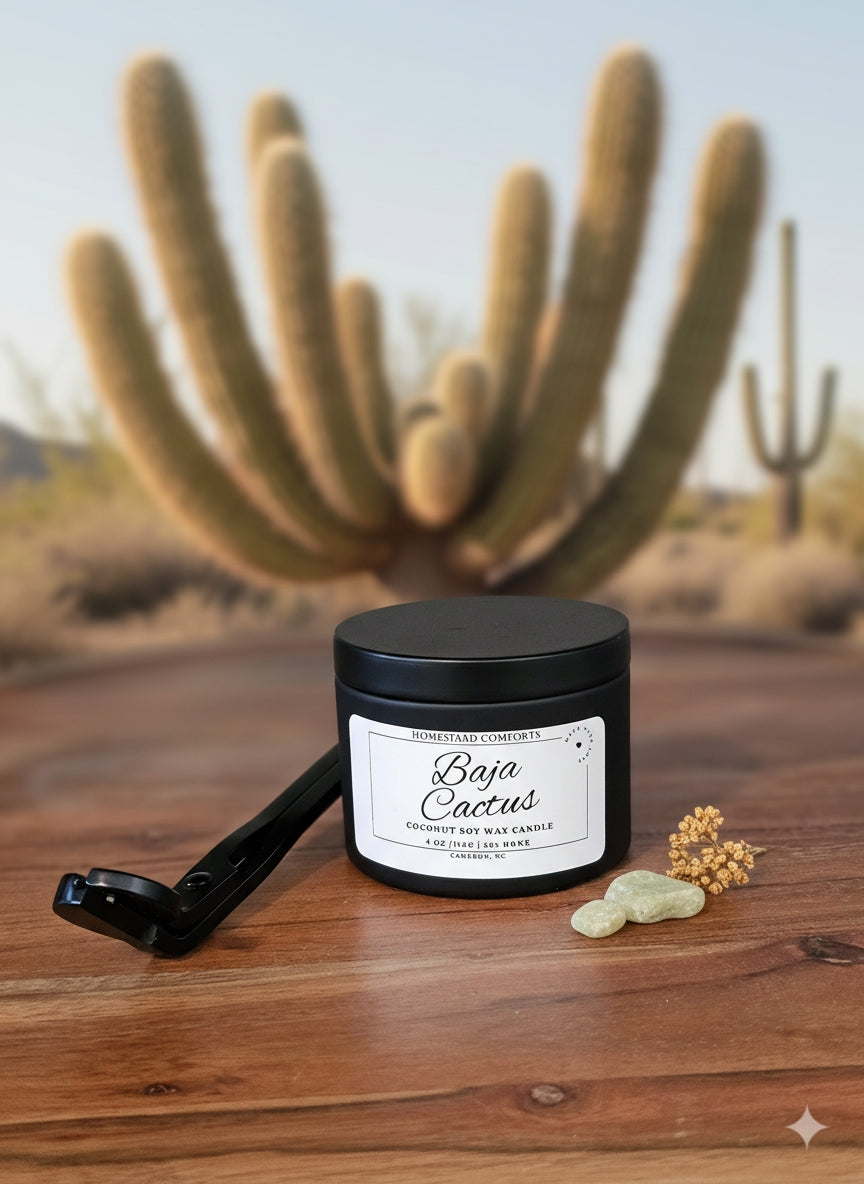 Hand-Poured Coconut Soy Candle with Wood Crackle Wick | 4 oz Black Tin