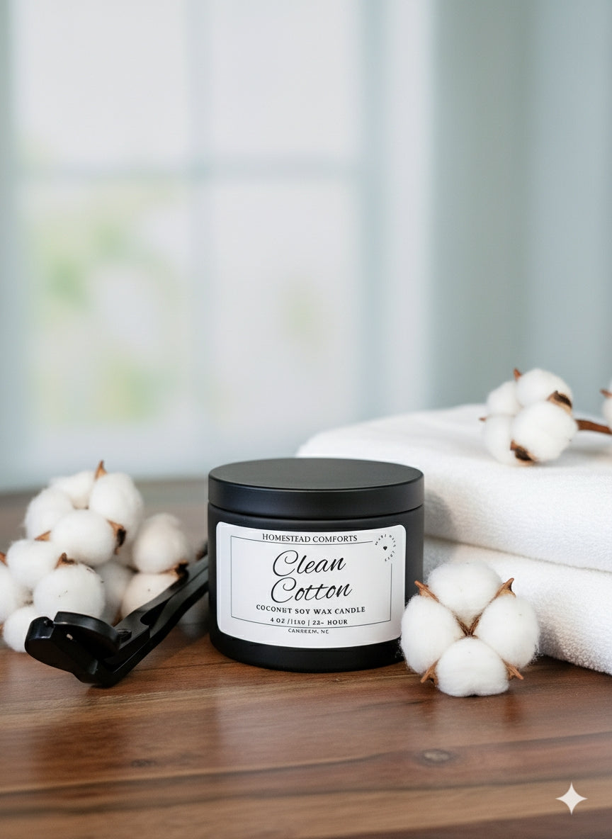 Hand-Poured Coconut Soy Candle with Wood Crackle Wick | 4 oz Black Tin