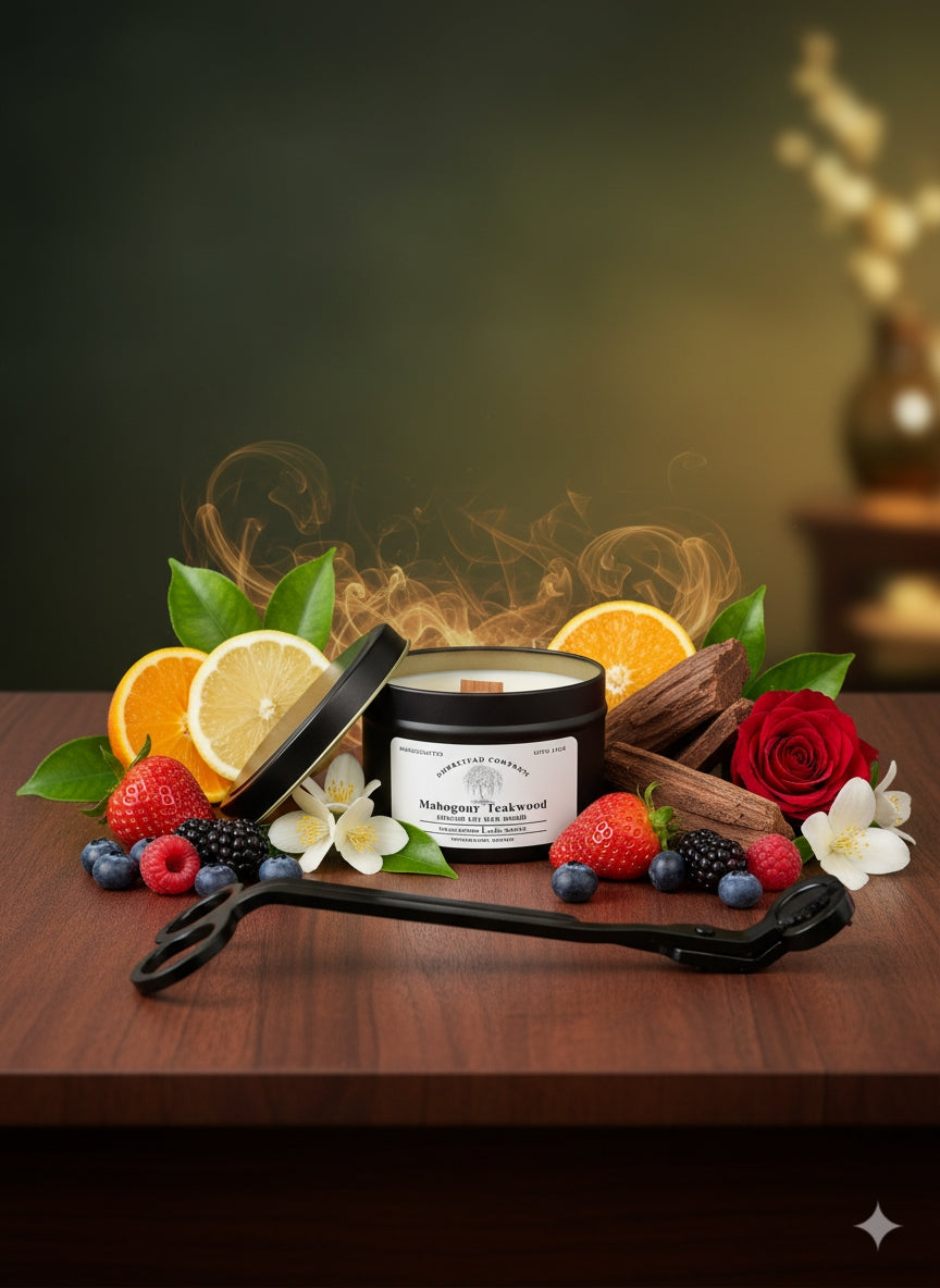 Hand-Poured Coconut Soy Candle with Wood Crackle Wick | 8 oz Black Tin