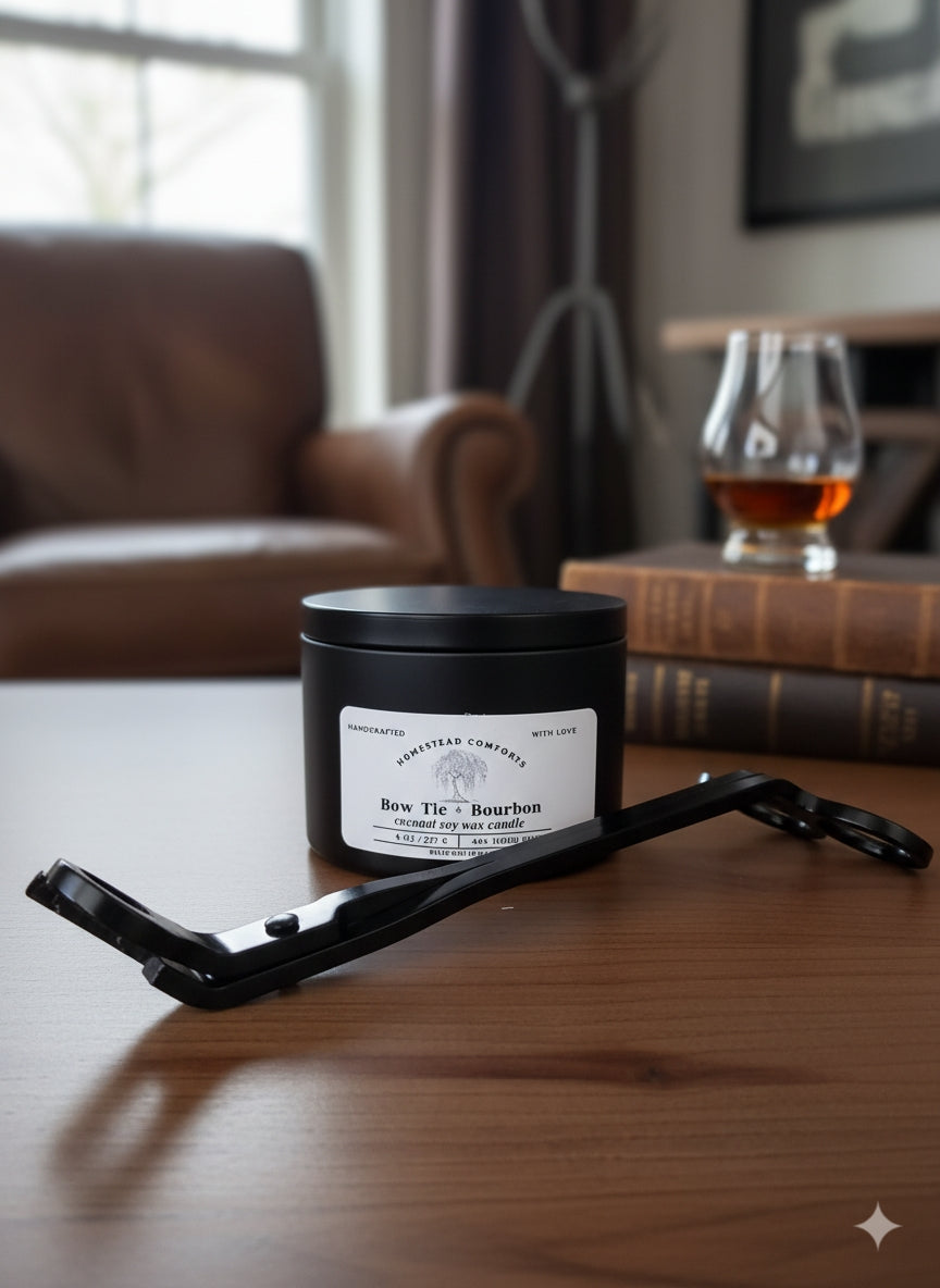 Hand-Poured Coconut Soy Candle with Wood Crackle Wick | 8 oz Black Tin