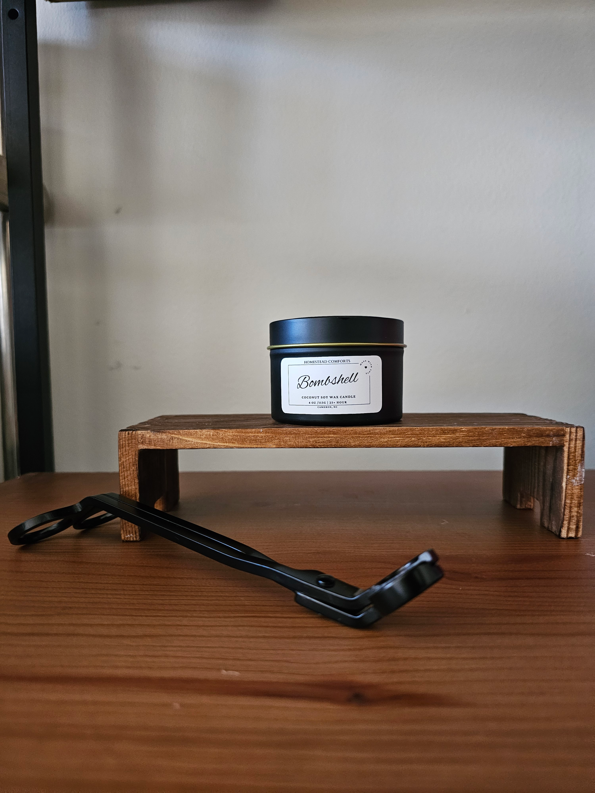 Hand-Poured Coconut Soy Candle with Wood Crackle Wick | 4 oz Black Tin