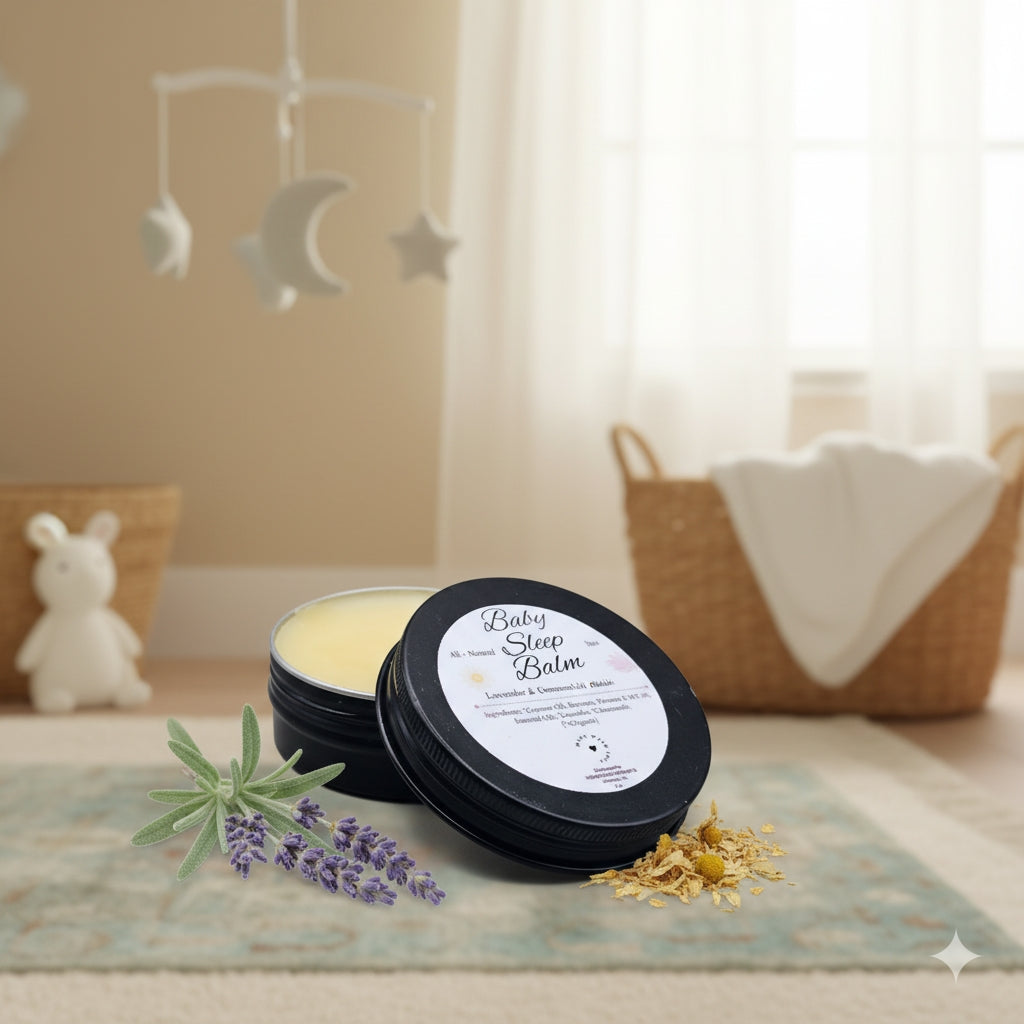A gentle, natural sleep balm for babies, children, and adults. Infused with lavender and chamomile to calm the senses, hydrate delicate skin, and promote restful, restorative sleep.