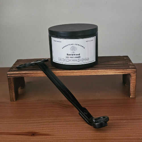 Hand-Poured Coconut Soy Candle with Wood Crackle Wick | 8 oz Black Tin