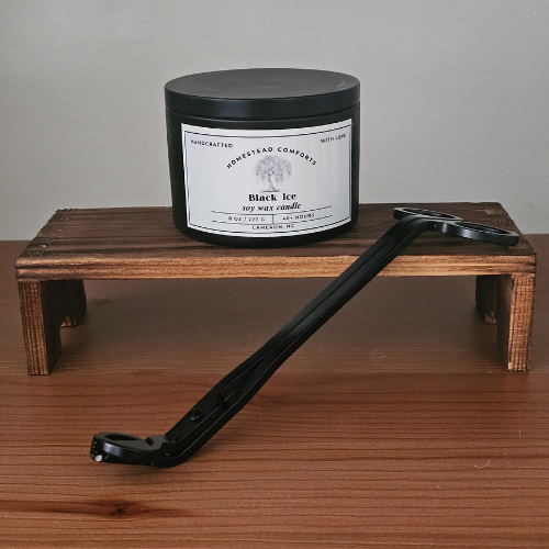 Hand-Poured Coconut Soy Candle with Wood Crackle Wick | 8 oz Black Tin