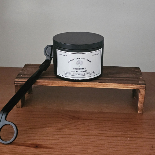 Hand-Poured Coconut Soy Candle with Wood Crackle Wick | 8 oz Black Tin