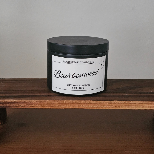 Hand-Poured Coconut Soy Candle with Wood Crackle Wick | 4 oz Black Tin