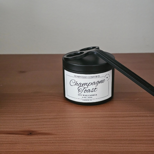 Hand-Poured Coconut Soy Candle with Wood Crackle Wick | 4 oz Black Tin
