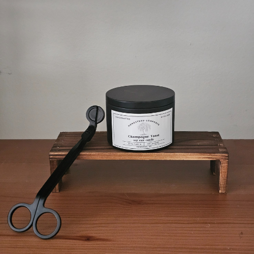 Hand-Poured Coconut Soy Candle with Wood Crackle Wick | 8 oz Black Tin