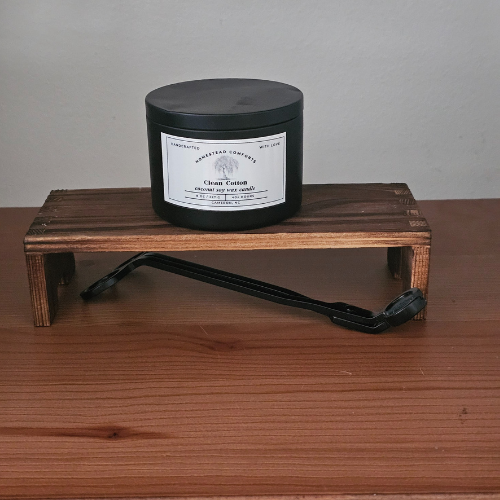 Hand-Poured Coconut Soy Candle with Wood Crackle Wick | 8 oz Black Tin