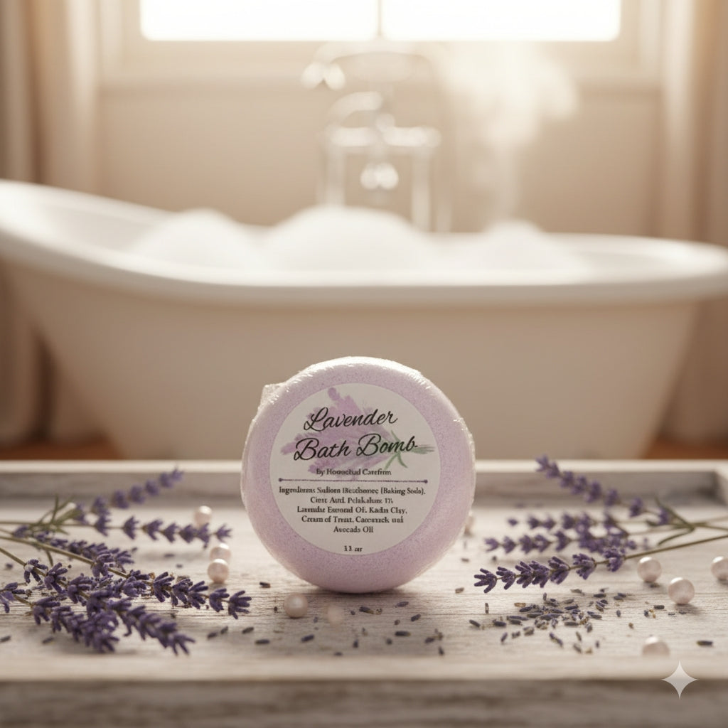 Lavender Bath Bomb – Relaxing aromatherapy bath soak with calming lavender and skin-softening botanicals
