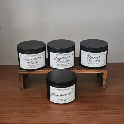 Hand-Poured Coconut Soy Candle with Wood Crackle Wick | 4 oz Black Tin