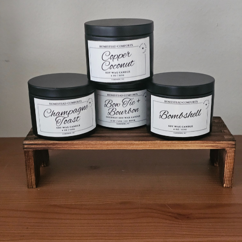 Hand-Poured Coconut Soy Candle with Wood Crackle Wick | 4 oz Black Tin