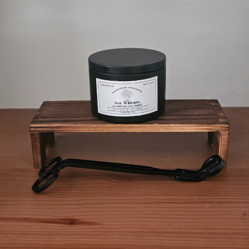 Hand-Poured Coconut Soy Candle with Wood Crackle Wick | 8 oz Black Tin