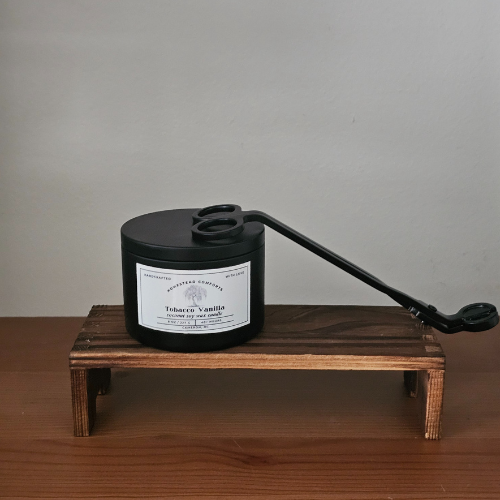 Hand-Poured Coconut Soy Candle with Wood Crackle Wick | 8 oz Black Tin